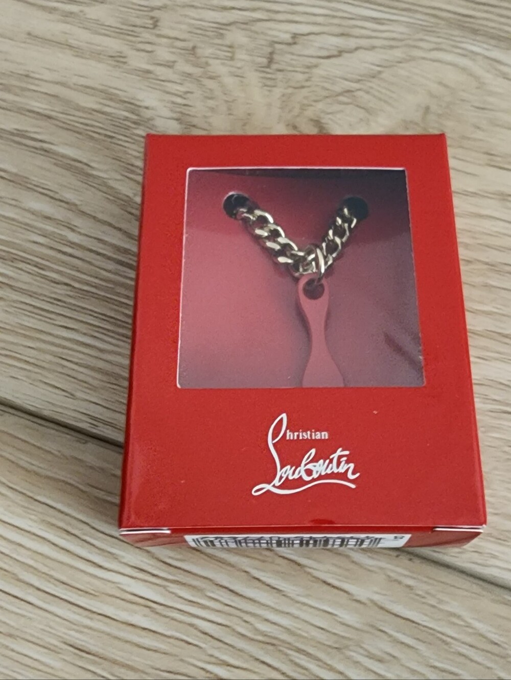 Christian Louboutin Sooooo Glow Gold Red Sole Lipstick Chain Charm Pendant